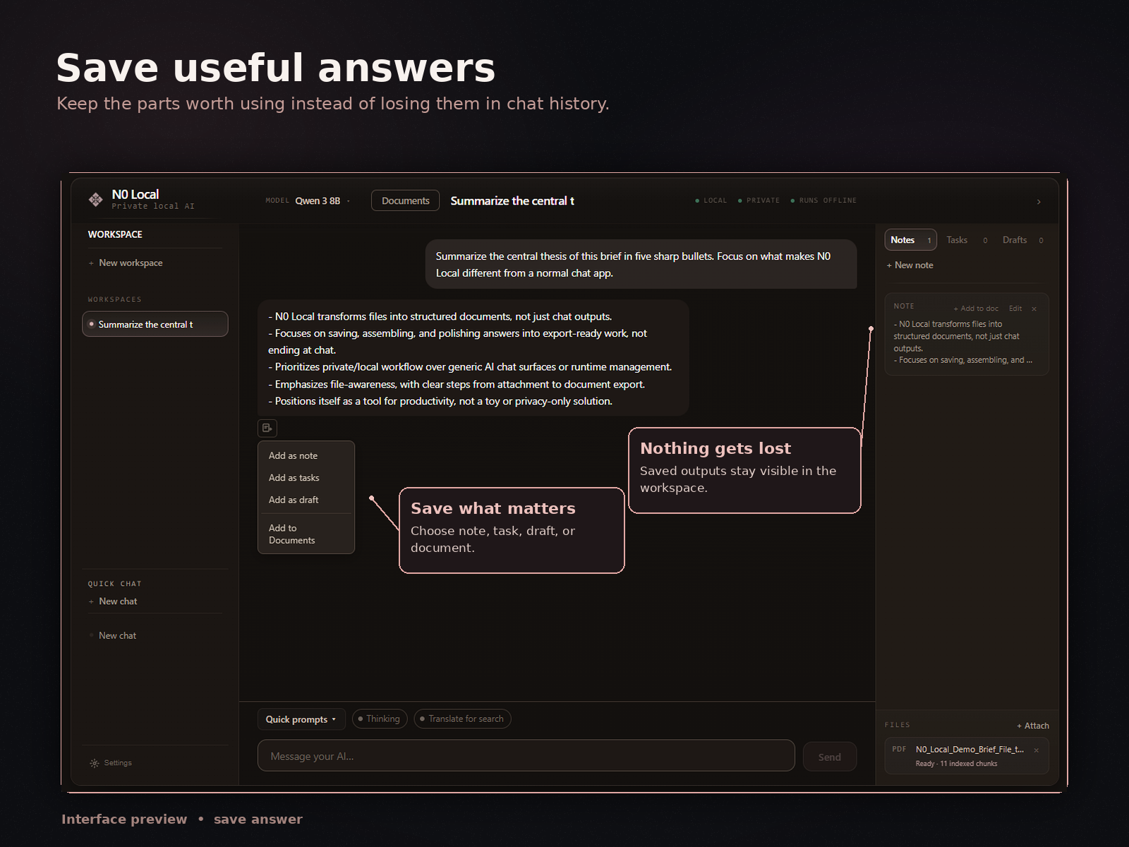 Save useful answers